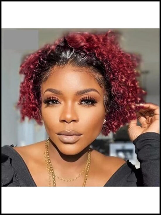 Curly Pixie Cut Human Hair Wig with Lace Front, Lightweight and Breathable for main image 4